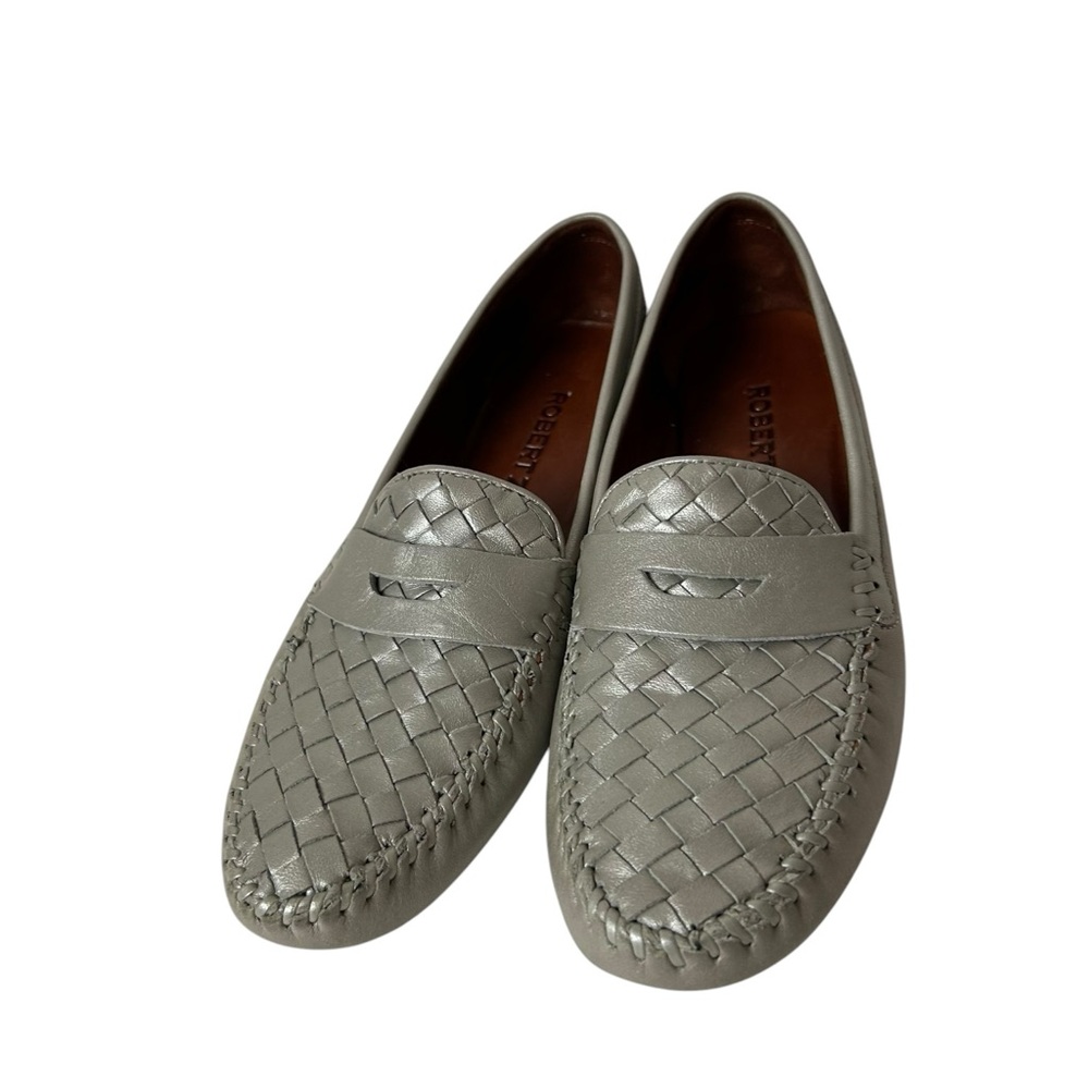 Robert Zur Petra Women Gray Silver Woven Leather Driving Loafer size 9.5 AAAA - Picture 2 of 9